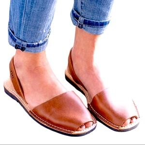 Pons Avarca Minorca Hand Made Tan Leather Sandals Size 38